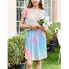 imageEkouaer Womens Nightgown Flare Short Sleeve Sleepwear Pleated Sleepshirt Soft Pajama Dress SXXXLTie Dye