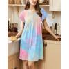 imageEkouaer Womens Nightgown Flare Short Sleeve Sleepwear Pleated Sleepshirt Soft Pajama Dress SXXXLTie Dye