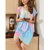 imageEkouaer Womens Nightgown Flare Short Sleeve Sleepwear Pleated Sleepshirt Soft Pajama Dress SXXXLTie Dye