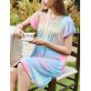 imageEkouaer Womens Nightgown Flare Short Sleeve Sleepwear Pleated Sleepshirt Soft Pajama Dress SXXXLTie Dye