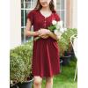 imageEkouaer Womens Nightgown Flare Short Sleeve Sleepwear Pleated Sleepshirt Soft Pajama Dress SXXXLWine Red