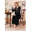 imageEkouaer Womens Velvet Nightgowns Long Sleeve Printed Sleepwear Velour Full Length Sleep ShirtsBlack