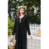 imageEkouaer Womens Velvet Nightgowns Long Sleeve Printed Sleepwear Velour Full Length Sleep ShirtsBlack