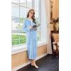imageEkouaer Womens Velvet Nightgowns Long Sleeve Printed Sleepwear Velour Full Length Sleep ShirtsBlue Flowers