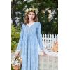 imageEkouaer Womens Velvet Nightgowns Long Sleeve Printed Sleepwear Velour Full Length Sleep ShirtsBlue Flowers