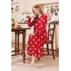 imageEkouaer Womens Velvet Nightgowns Long Sleeve Printed Sleepwear Velour Full Length Sleep ShirtsChristmas Red