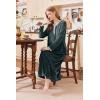 imageEkouaer Womens Velvet Nightgowns Long Sleeve Printed Sleepwear Velour Full Length Sleep ShirtsDark Grey
