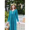 imageEkouaer Womens Velvet Nightgowns Long Sleeve Printed Sleepwear Velour Full Length Sleep ShirtsLake Blue