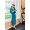 imageEkouaer Womens Velvet Nightgowns Long Sleeve Printed Sleepwear Velour Full Length Sleep ShirtsLake Blue