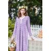 imageEkouaer Womens Velvet Nightgowns Long Sleeve Printed Sleepwear Velour Full Length Sleep ShirtsLight Purple Flower