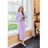 imageEkouaer Womens Velvet Nightgowns Long Sleeve Printed Sleepwear Velour Full Length Sleep ShirtsLight Purple Flower