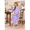 imageEkouaer Womens Velvet Nightgowns Long Sleeve Printed Sleepwear Velour Full Length Sleep ShirtsLight Purple Flower