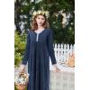 imageEkouaer Womens Velvet Nightgowns Long Sleeve Printed Sleepwear Velour Full Length Sleep ShirtsNavy Blue