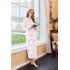 imageEkouaer Womens Velvet Nightgowns Long Sleeve Printed Sleepwear Velour Full Length Sleep ShirtsPink Flower