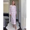 imageEkouaer Womens Velvet Nightgowns Long Sleeve Printed Sleepwear Velour Full Length Sleep ShirtsPink Flower