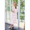 imageEkouaer Womens Velvet Nightgowns Long Sleeve Printed Sleepwear Velour Full Length Sleep ShirtsPink Flower