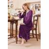 imageEkouaer Womens Velvet Nightgowns Long Sleeve Printed Sleepwear Velour Full Length Sleep ShirtsPurple