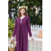 imageEkouaer Womens Velvet Nightgowns Long Sleeve Printed Sleepwear Velour Full Length Sleep ShirtsPurple