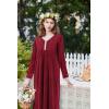 imageEkouaer Womens Velvet Nightgowns Long Sleeve Printed Sleepwear Velour Full Length Sleep ShirtsWine Red