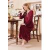 imageEkouaer Womens Velvet Nightgowns Long Sleeve Printed Sleepwear Velour Full Length Sleep ShirtsWine Red
