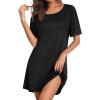 imageEkouaer Nightgowns for Women Cotton Sleepshirts Short Sleeve Nightshirt Tshirt Night Gown Casual Sleepdress Comfy NightdressBlack