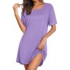 imageEkouaer Nightgowns for Women Cotton Sleepshirts Short Sleeve Nightshirt Tshirt Night Gown Casual Sleepdress Comfy NightdressLilac
