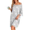 imageEkouaer Plus Size Nightgowns for Women Oversized Sleep Shirt Short Sleeve Nightshirt TShirt Dress Sleepwear SXXXLGrey Stars