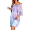 imageEkouaer Plus Size Nightgowns for Women Oversized Sleep Shirt Short Sleeve Nightshirt TShirt Dress Sleepwear SXXXLTie Dye