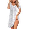imageEkouaer Womens Nightgown Flare Short Sleeve Sleepwear Pleated Sleepshirt Soft Pajama Dress SXXXLSmall Flowers Purple