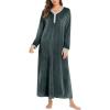 imageEkouaer Womens Velvet Nightgowns Long Sleeve Printed Sleepwear Velour Full Length Sleep ShirtsDark Grey