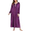 imageEkouaer Womens Velvet Nightgowns Long Sleeve Printed Sleepwear Velour Full Length Sleep ShirtsPurple