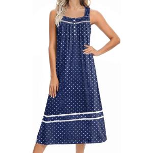 imageEkouaer Womens Nightgowns Long Sleeveless Night Gown Ladies Sleep Dress Soft Victorian NightdressBlue Floral