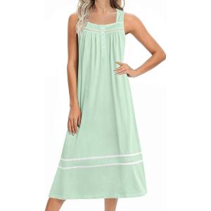 imageEkouaer Womens Nightgowns Long Sleeveless Night Gown Ladies Sleep Dress Soft Victorian NightdressGreen