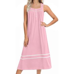 imageEkouaer Womens Nightgowns Long Sleeveless Night Gown Ladies Sleep Dress Soft Victorian NightdressPink