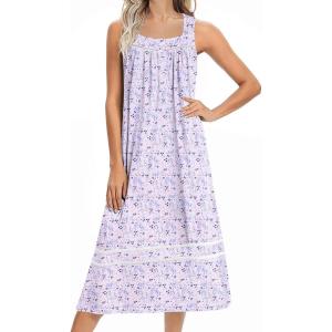 imageEkouaer Womens Nightgowns Long Sleeveless Night Gown Ladies Sleep Dress Soft Victorian NightdressPurple Small Flowers