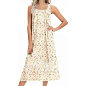 imageEkouaer Womens Nightgowns Long Sleeveless Night Gown Ladies Sleep Dress Soft Victorian NightdressWhite Flowers
