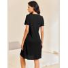 imageEkouaer Button Down Nightgowns for Women Short Sleeve Waffle Knit Sleepwear V Neck Womens Nightgown SXXLBlack
