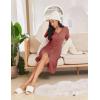 imageEkouaer Button Down Nightgowns for Women Short Sleeve Waffle Knit Sleepwear V Neck Womens Nightgown SXXLBrick Red