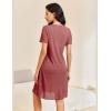 imageEkouaer Button Down Nightgowns for Women Short Sleeve Waffle Knit Sleepwear V Neck Womens Nightgown SXXLBrick Red