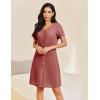 imageEkouaer Button Down Nightgowns for Women Short Sleeve Waffle Knit Sleepwear V Neck Womens Nightgown SXXLBrick Red