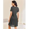 imageEkouaer Button Down Nightgowns for Women Short Sleeve Waffle Knit Sleepwear V Neck Womens Nightgown SXXLDark Grey