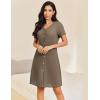 imageEkouaer Button Down Nightgowns for Women Short Sleeve Waffle Knit Sleepwear V Neck Womens Nightgown SXXLDeep Khaki