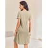 imageEkouaer Button Down Nightgowns for Women Short Sleeve Waffle Knit Sleepwear V Neck Womens Nightgown SXXLKhaki