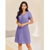 imageEkouaer Button Down Nightgowns for Women Short Sleeve Waffle Knit Sleepwear V Neck Womens Nightgown SXXLLilac