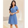 imageEkouaer Button Down Nightgowns for Women Short Sleeve Waffle Knit Sleepwear V Neck Womens Nightgown SXXLNavy