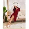 imageEkouaer Button Down Nightgowns for Women Short Sleeve Waffle Knit Sleepwear V Neck Womens Nightgown SXXLRed