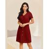 imageEkouaer Button Down Nightgowns for Women Short Sleeve Waffle Knit Sleepwear V Neck Womens Nightgown SXXLRed