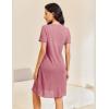 imageEkouaer Button Down Nightgowns for Women Short Sleeve Waffle Knit Sleepwear V Neck Womens Nightgown SXXLRose Pink