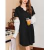 imageEkouaer Nightgowns for Women Short Sleeve Night Gown Pleated Sleepshirt V Neck Nightshirt Soft Sleepdress with PocketsBlack