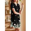 imageEkouaer Nightgowns for Women Short Sleeve Night Gown Pleated Sleepshirt V Neck Nightshirt Soft Sleepdress with PocketsBlack Butterfly